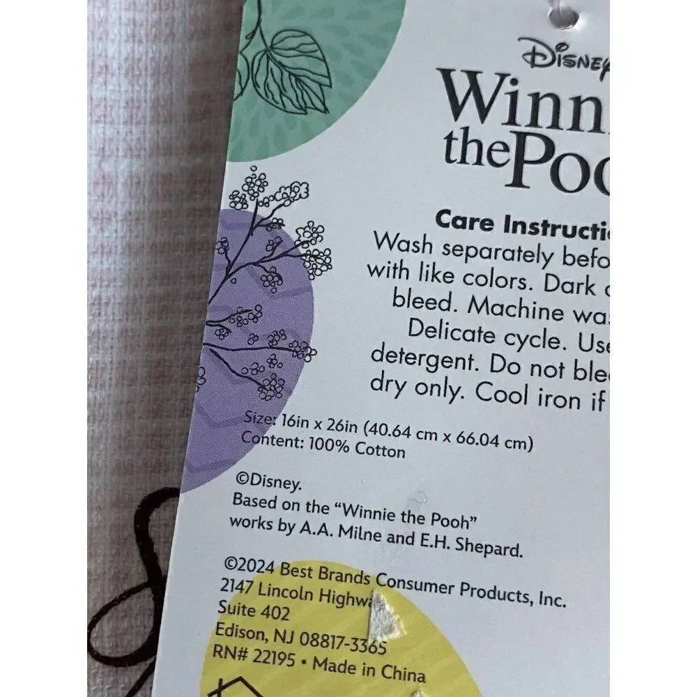 2 Pk Disney Winnie The Pooh Kitchen Towels‎ Piglet Tigger Eeyore Spring NEW